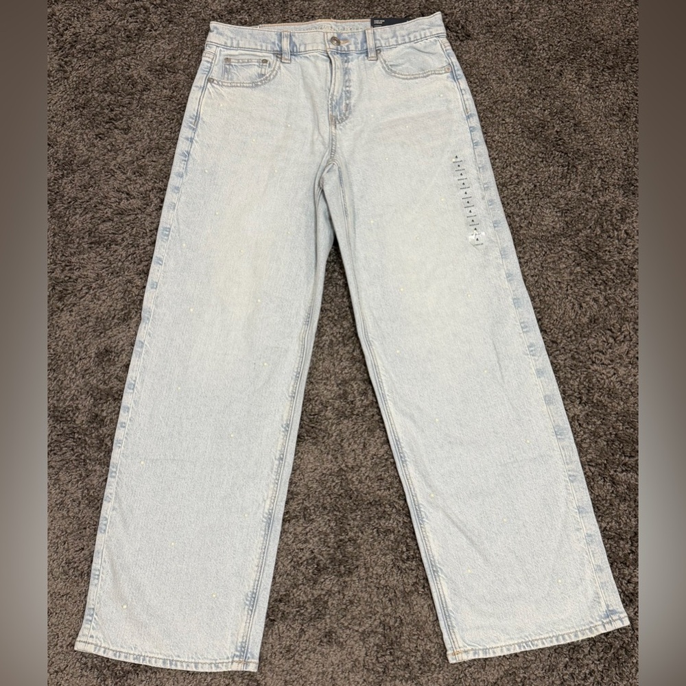 American Eagle AE Pearl Embellished Strigid High-Waisted Stovepipe Jean Sz 4 NWT - Picture 3 of 7